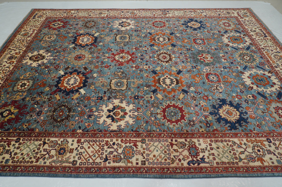 9x12 Blue Bidjar Harshang Afghan Hand knotted Oriental Rug