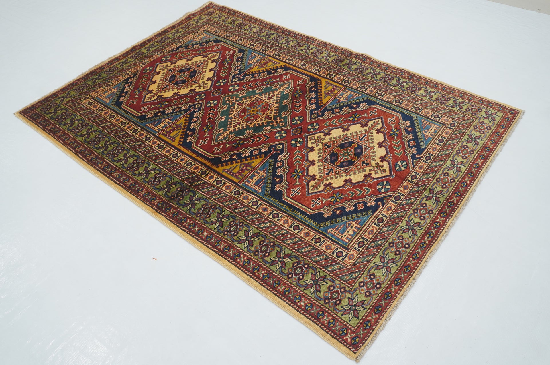 4 x 6 Red Afghan Shirvan Vintage  Hand knotted Wool Rug - Yildiz Rugs