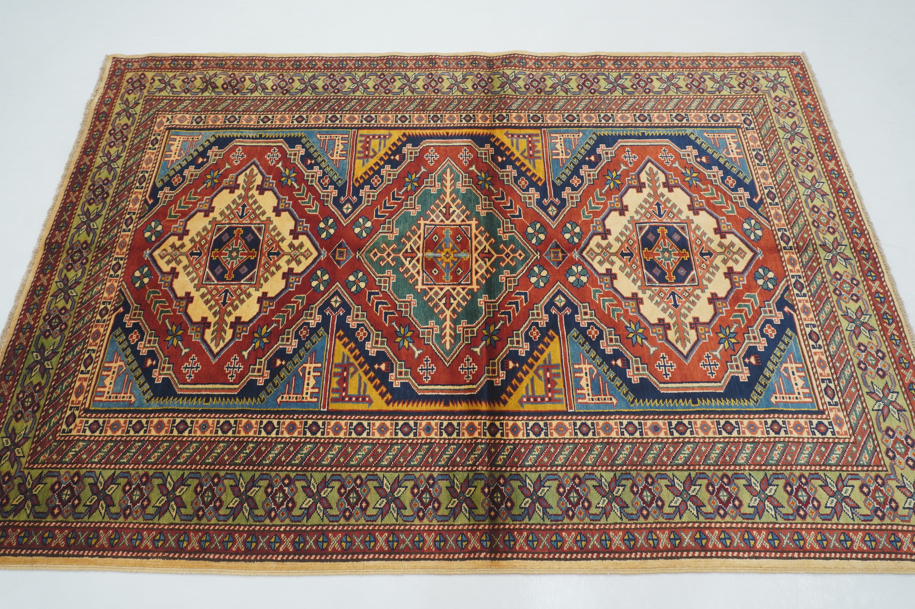 4 x 6 Red Afghan Shirvan Vintage  Hand knotted Wool Rug - Yildiz Rugs