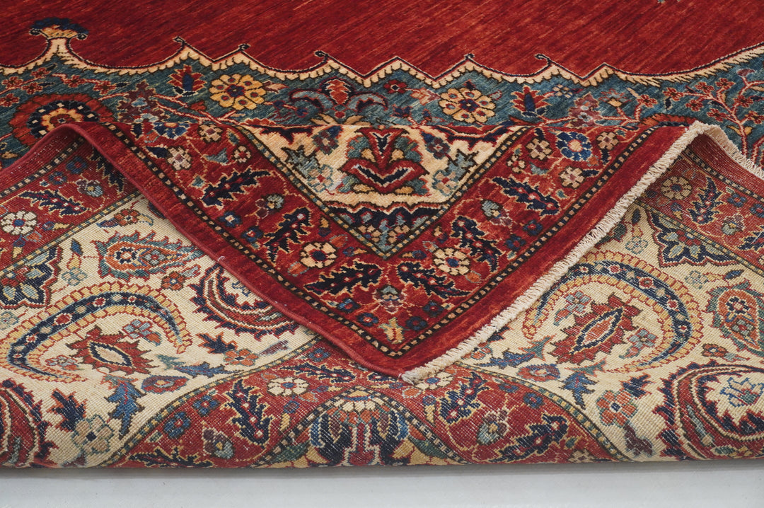 9x12 Red Afghan hand knotted Medallion Oriental Rug