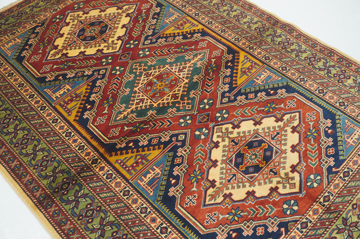 4 x 6 Red Afghan Shirvan Vintage  Hand knotted Wool Rug - Yildiz Rugs