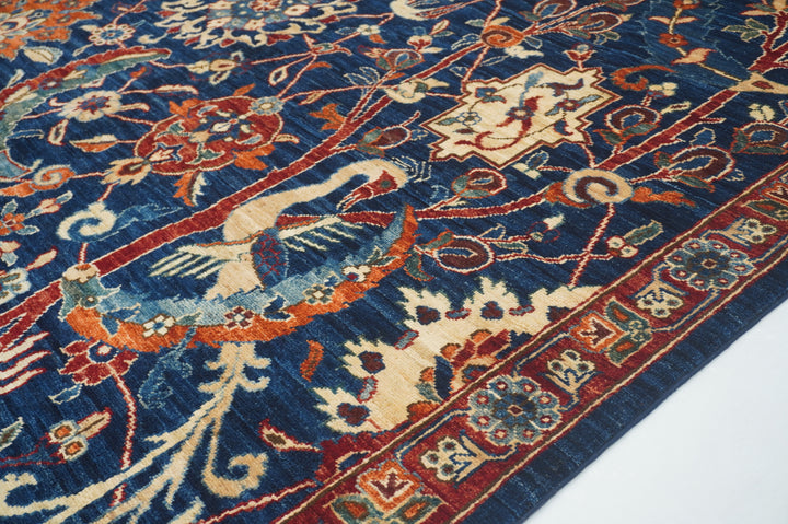 9x12 Navy Blue Bird Afghan Qashqai Hand knotted Oriental Rug - Yildiz Rugs