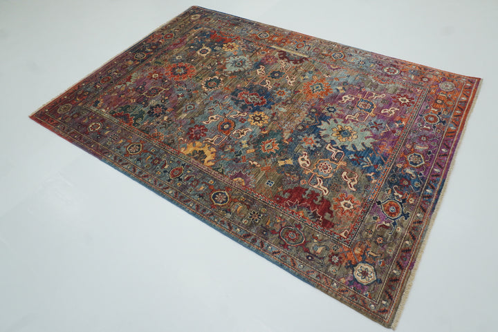 6x8 Multicolor Afghan Hand Knotted Wool Oriental Rug - Yildiz Rugs