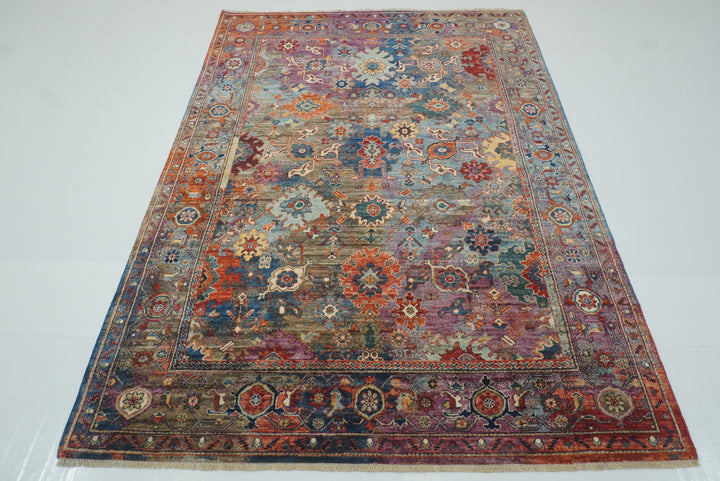 6x8 Multicolor Afghan Hand Knotted Wool Oriental Rug - Yildiz Rugs