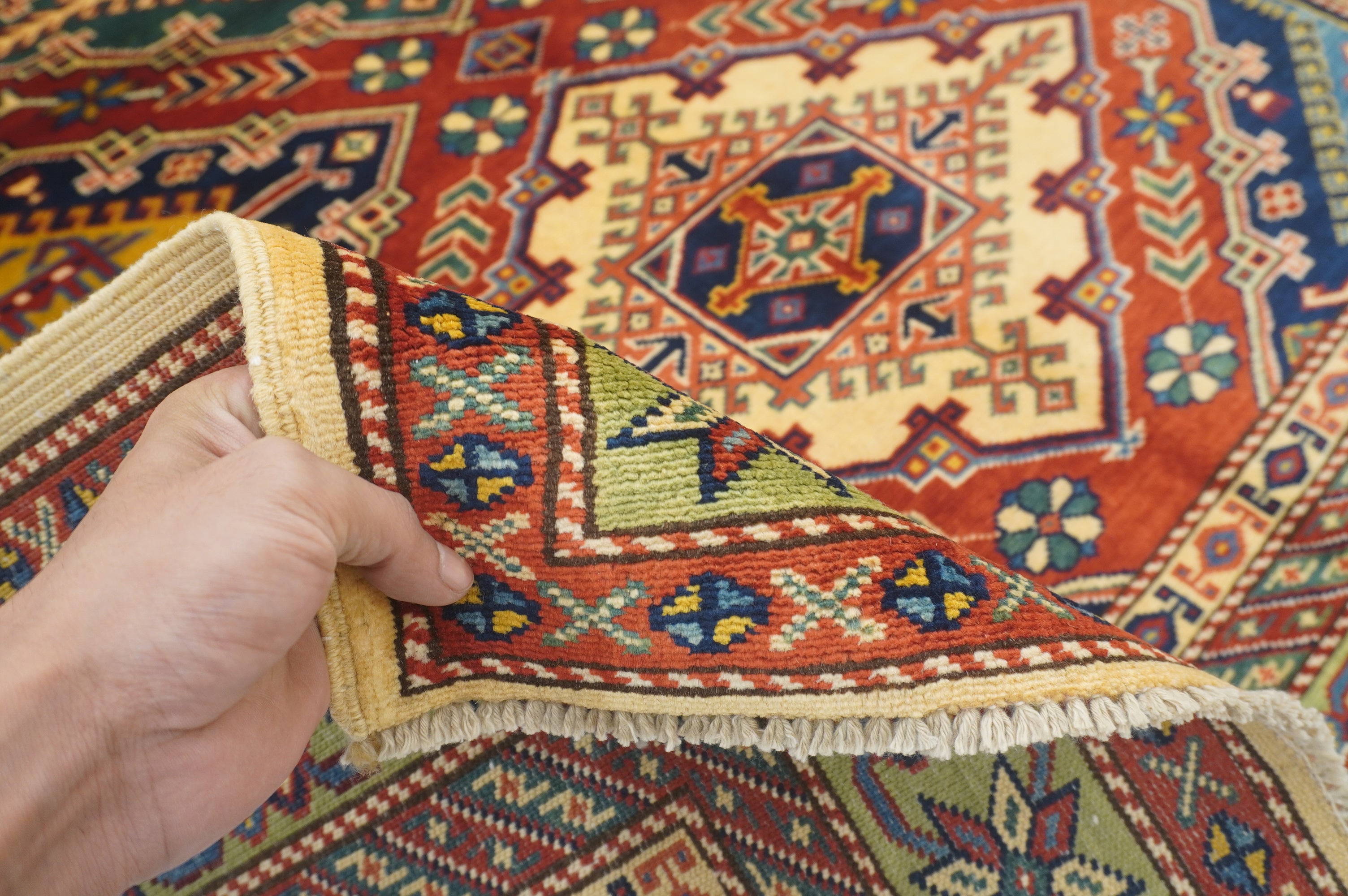 4 x 6 Red Afghan Shirvan Vintage  Hand knotted Wool Rug - Yildiz Rugs