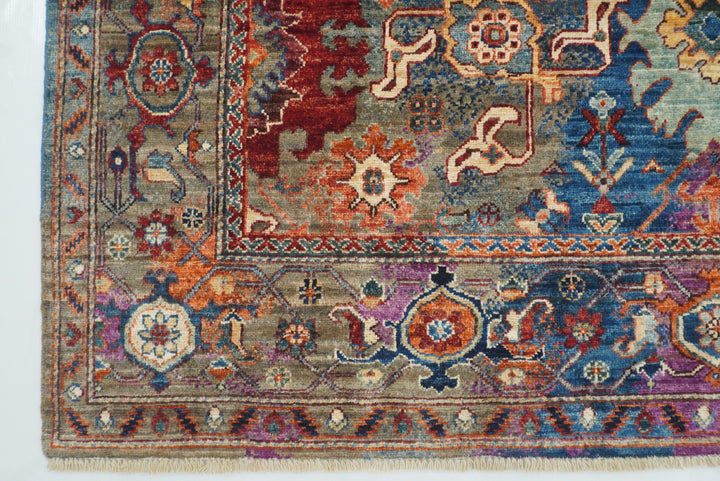 6x8 Multicolor Afghan Hand Knotted Wool Oriental Rug - Yildiz Rugs
