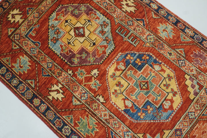 3x4 Red Ersari Hand Knotted Afghan Wool Oriental Rug - Yildiz Rugs