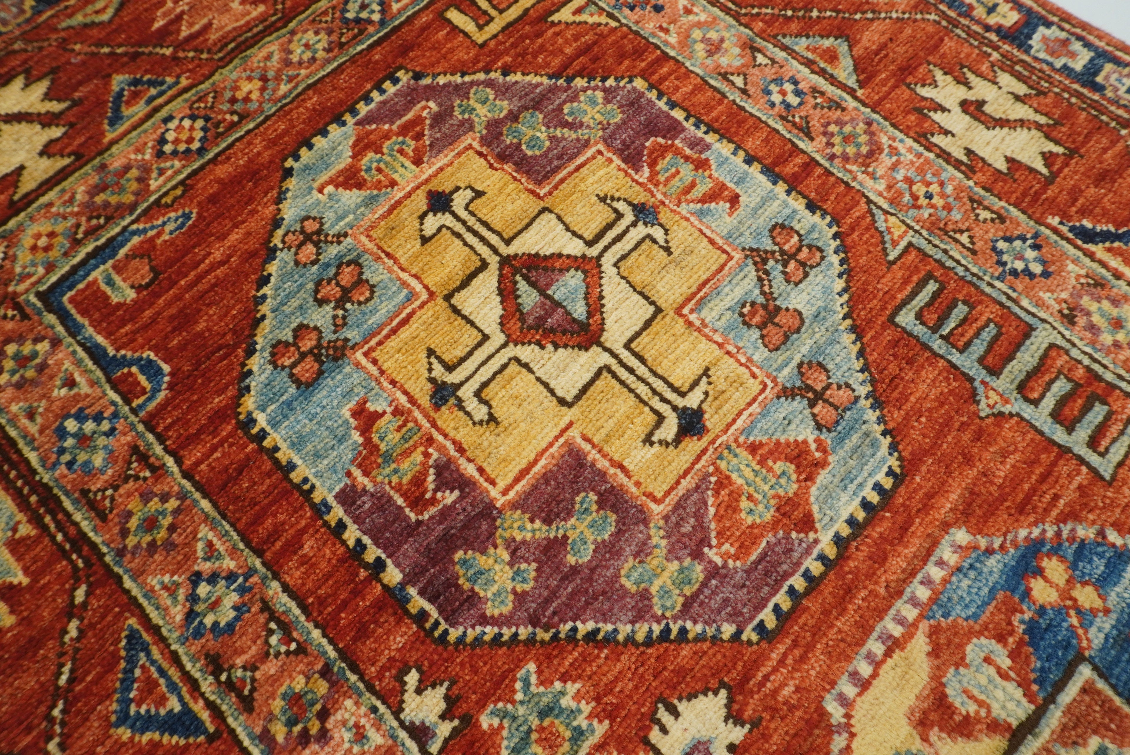 3x4 Red Ersari Hand Knotted Afghan Wool Oriental Rug - Yildiz Rugs