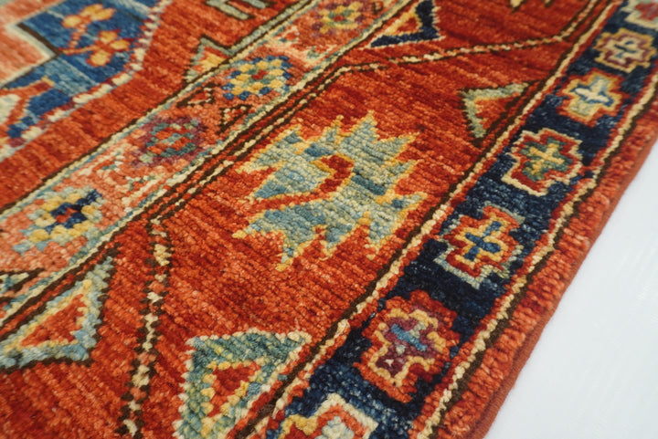 3x4 Red Ersari Hand Knotted Afghan Wool Oriental Rug - Yildiz Rugs