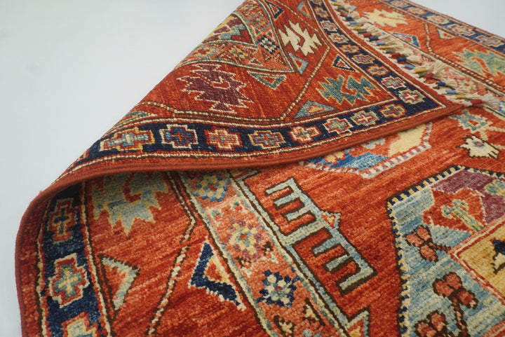 3x4 Red Ersari Hand Knotted Afghan Wool Oriental Rug - Yildiz Rugs
