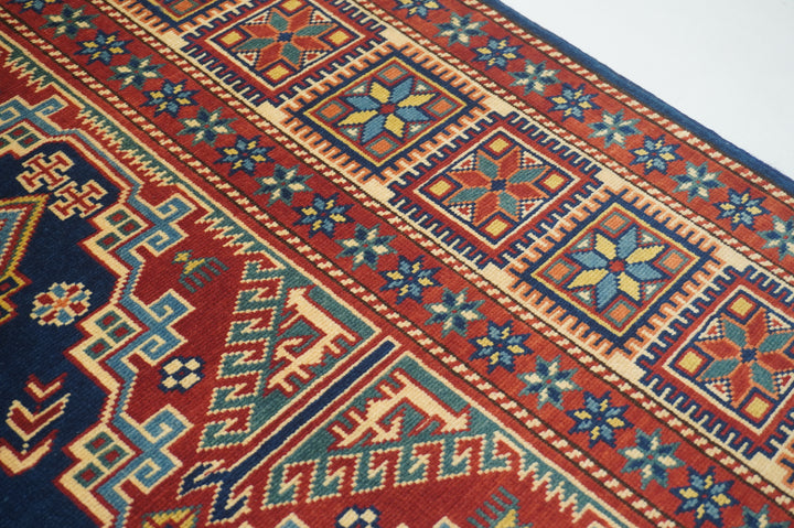 4 x 6 Navy Blue Afghan Shirvan Vintage Hand knotted Wool Rug
