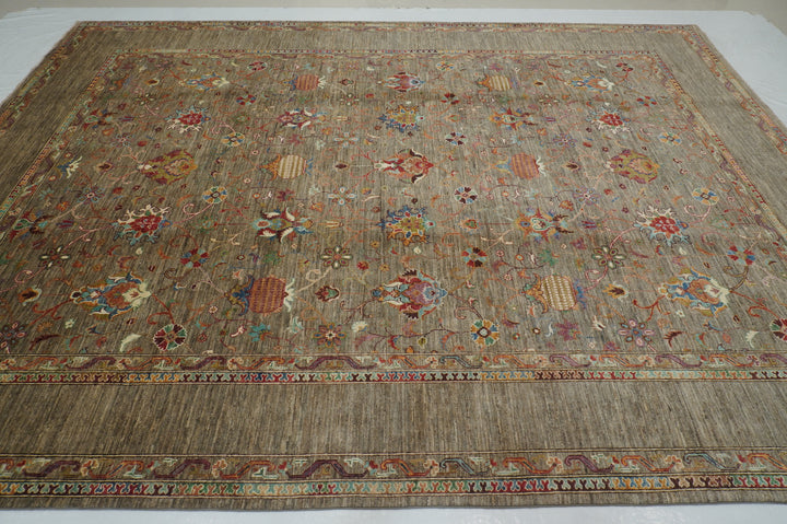 9x12 Gray Waziri Afghan Hand knotted Oriental Rug