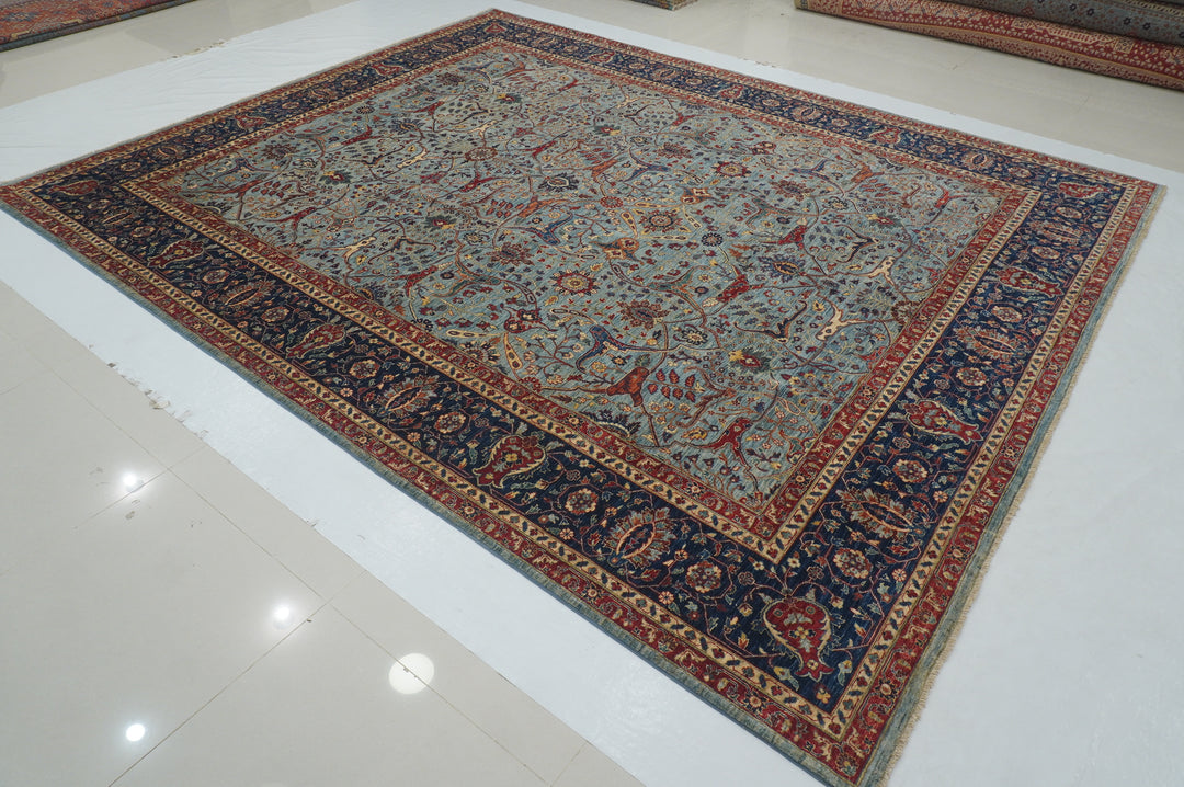 9'2x11'4 Blue Bidjar Afghan Hand Knotted Oriental Rug