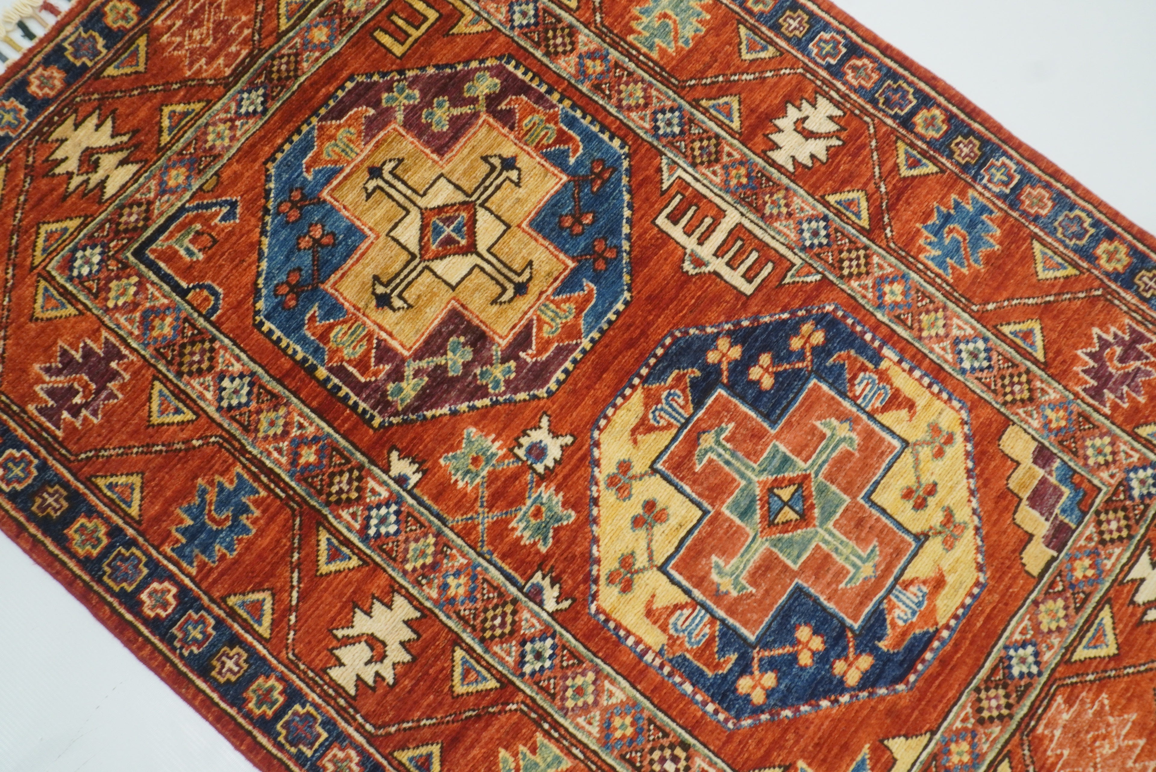 3x4 Red Ersari Hand Knotted Afghan Wool Oriental Rug - Yildiz Rugs