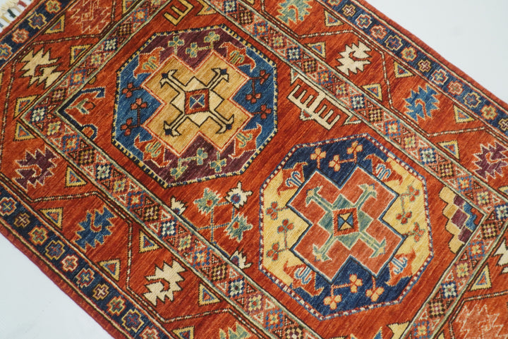 3x4 Red Ersari Hand Knotted Afghan Wool Oriental Rug - Yildiz Rugs