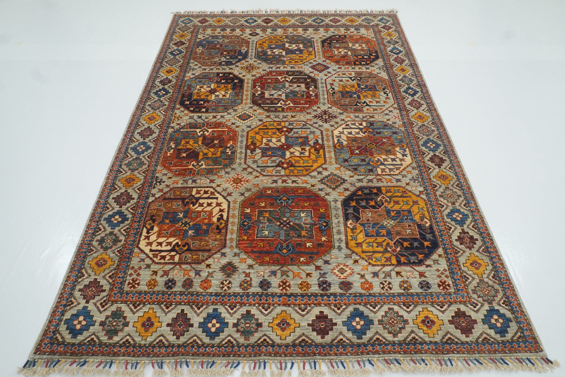 5'6"x8'2" Gray Ersari Afghan Hand-Knotted Oriental Rug - Yildiz Rugs