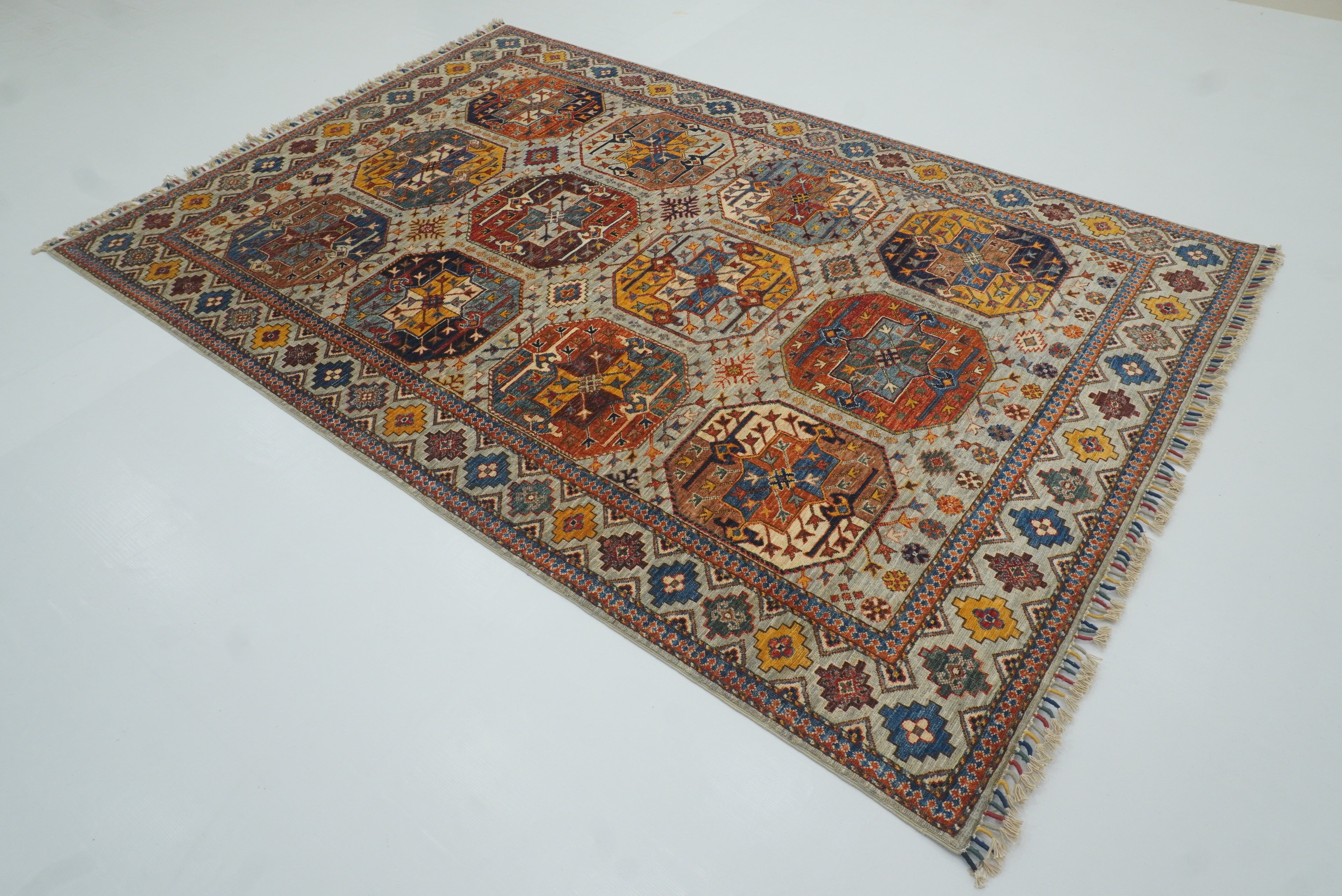 5'6"x8'2" Gray Ersari Afghan Hand-Knotted Oriental Rug - Yildiz Rugs