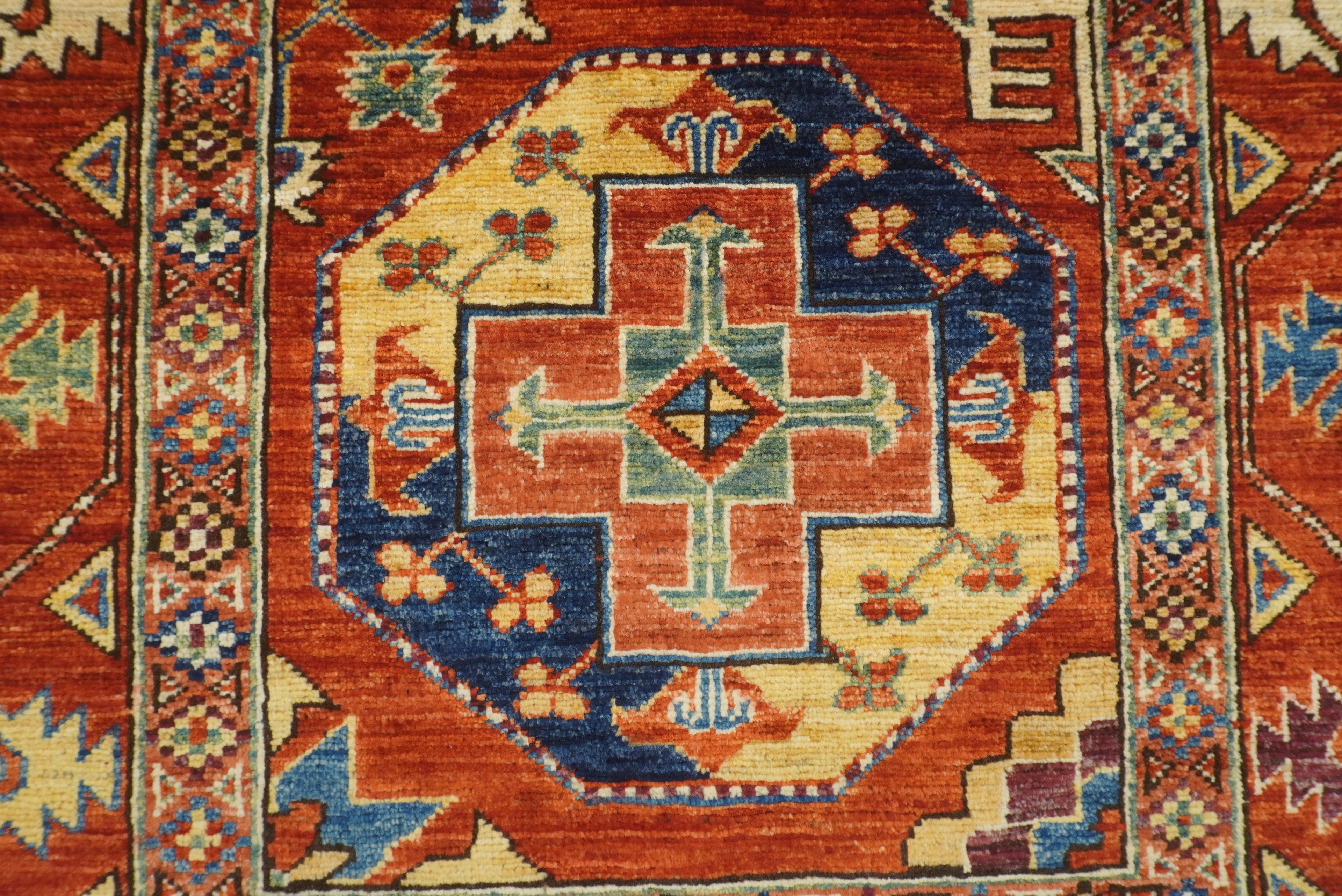 3x4 Red Ersari Hand Knotted Afghan Wool Oriental Rug - Yildiz Rugs