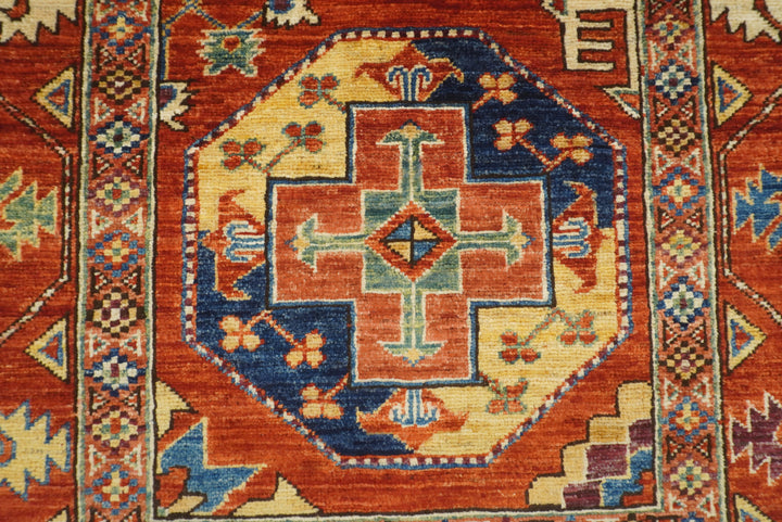 3x4 Red Ersari Hand Knotted Afghan Wool Oriental Rug - Yildiz Rugs