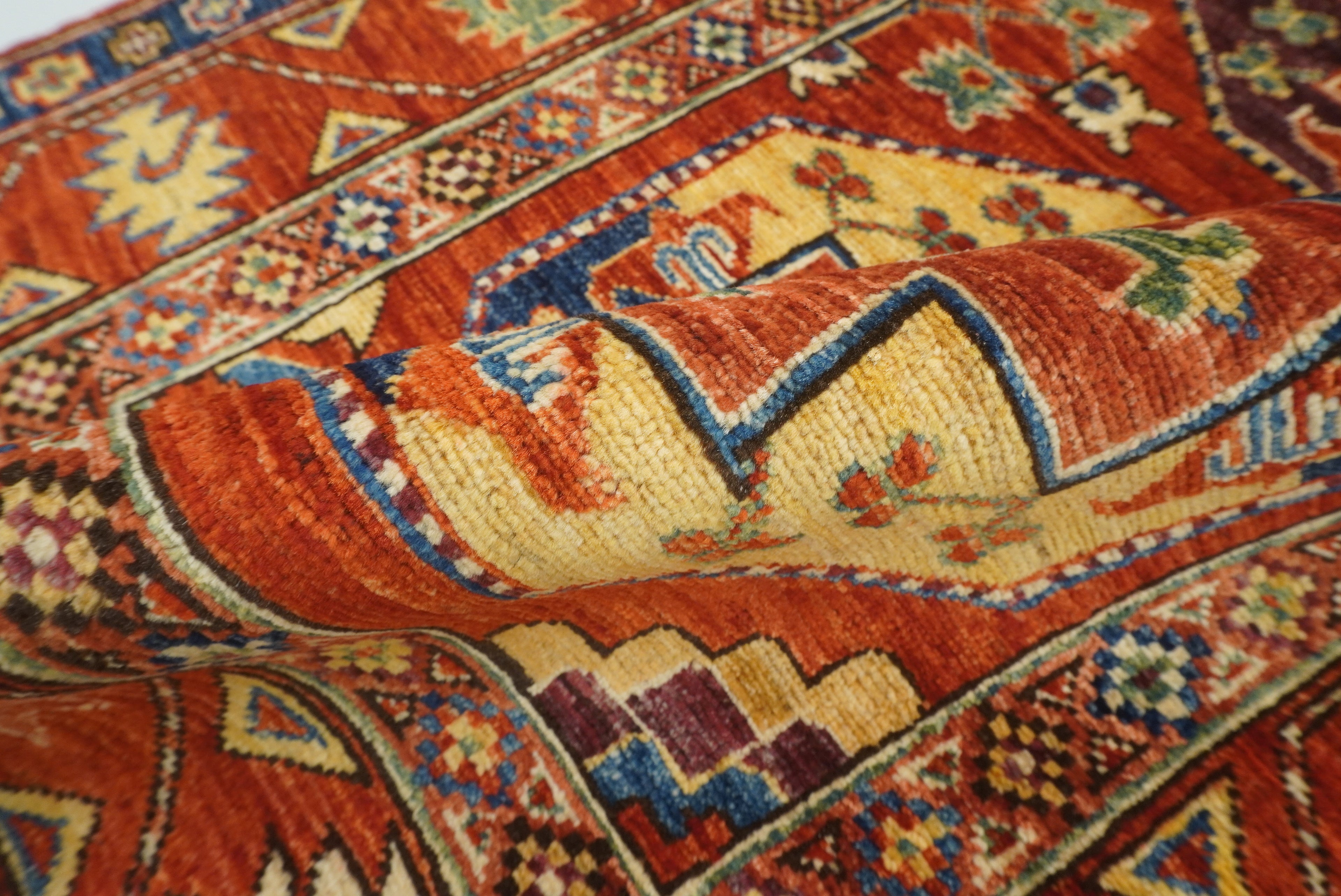 3x4 Red Ersari Hand Knotted Afghan Wool Oriental Rug - Yildiz Rugs