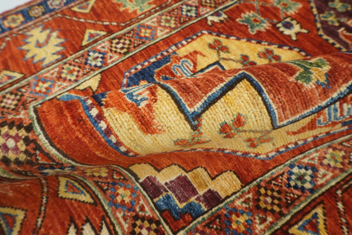 3x4 Red Ersari Hand Knotted Afghan Wool Oriental Rug - Yildiz Rugs