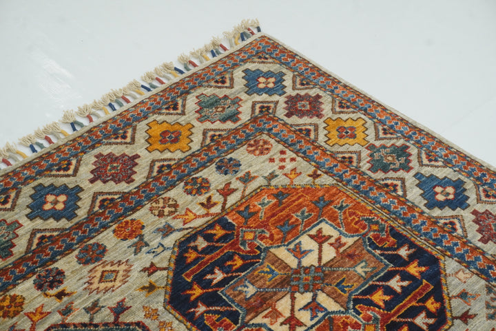 5'6"x8'2" Gray Ersari Afghan Hand-Knotted Oriental Rug - Yildiz Rugs