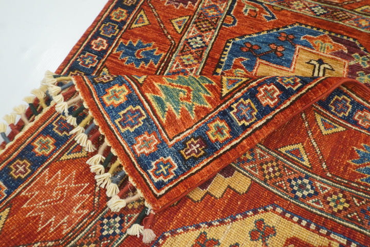 3x4 Red Ersari Hand Knotted Afghan Wool Oriental Rug - Yildiz Rugs