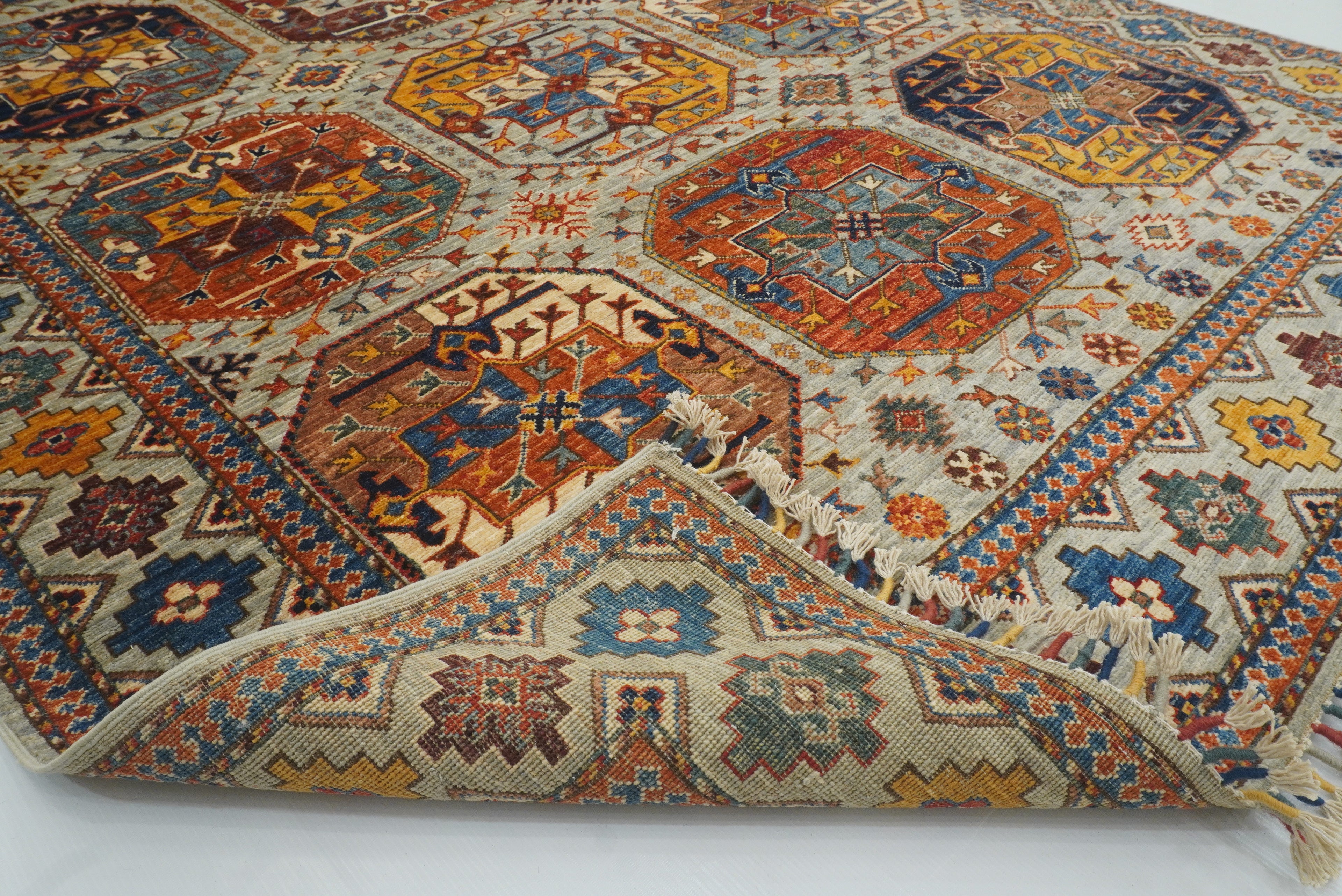 5'6"x8'2" Gray Ersari Afghan Hand-Knotted Oriental Rug - Yildiz Rugs