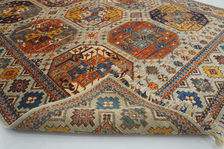 5'6"x8'2" Gray Ersari Afghan Hand-Knotted Oriental Rug - Yildiz Rugs