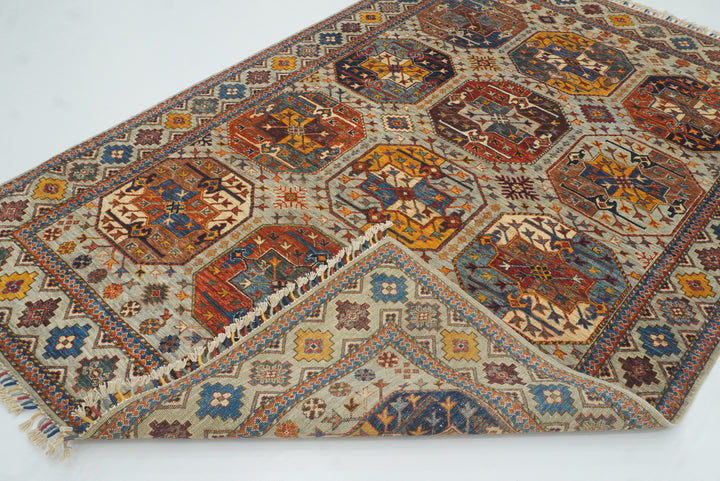 5'6"x8'2" Gray Ersari Afghan Hand-Knotted Oriental Rug - Yildiz Rugs