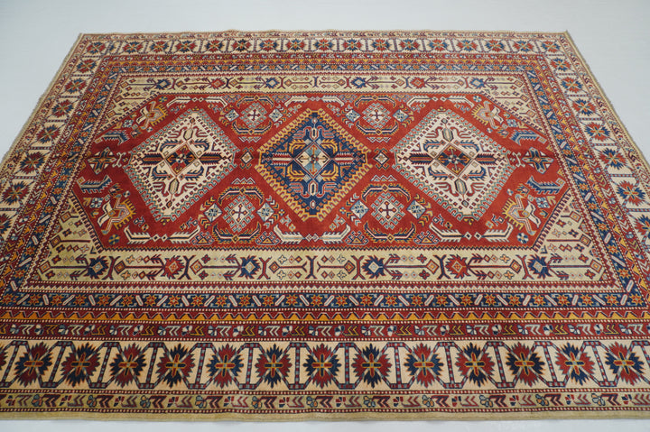 6 x 9 Red Afghan Shirvan Vintage Hand knotted Rug - Yildiz Rugs