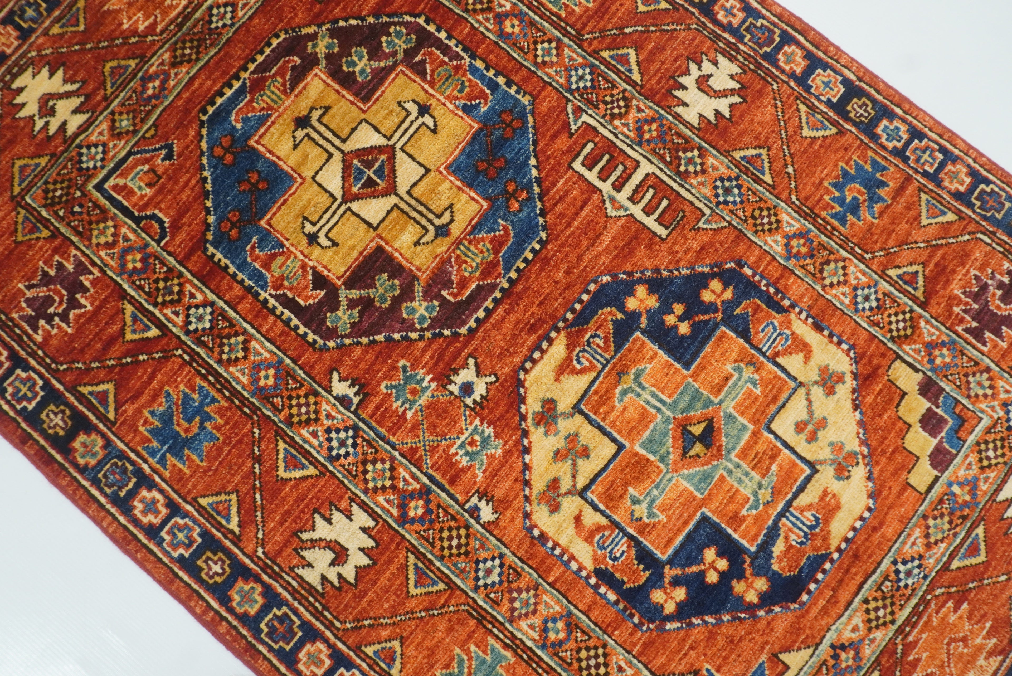 3x4 Red Ersari Hand Knotted Afghan Wool Oriental Rug - Yildiz Rugs