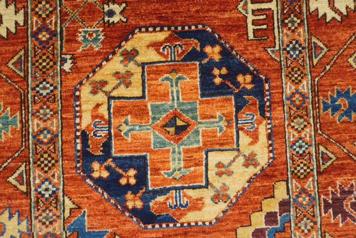3x4 Red Ersari Hand Knotted Afghan Wool Oriental Rug - Yildiz Rugs
