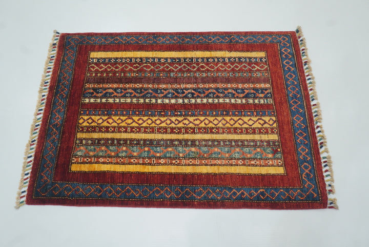 3x4 Red Turkish Style Hand knotted Wool Rug - Yildiz Rugs