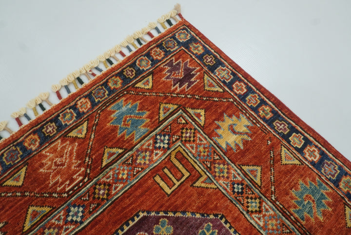 3x4 Red Ersari Hand Knotted Afghan Wool Oriental Rug - Yildiz Rugs