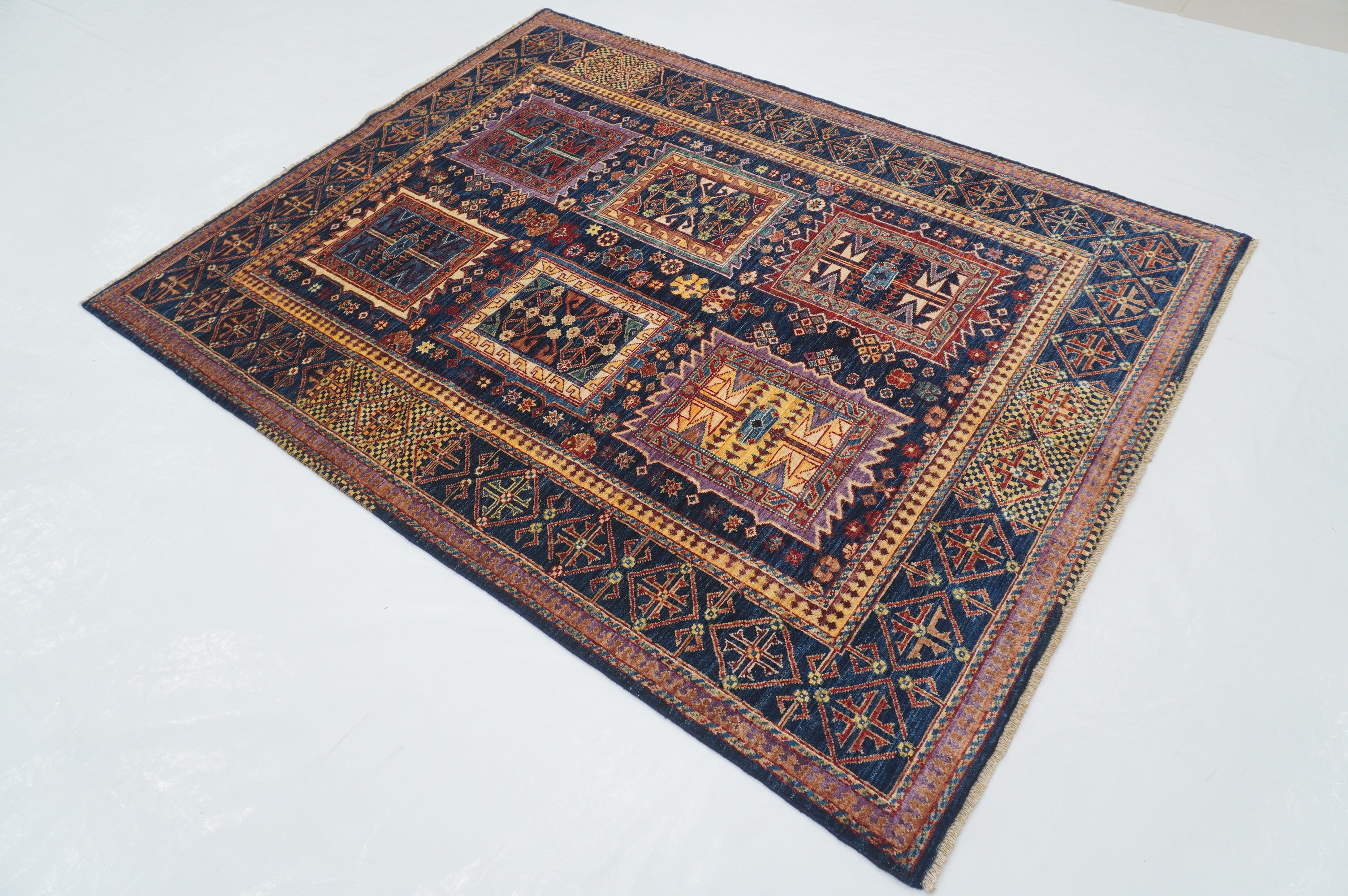 5x7 Navy Blue Tribal Baluch Afghan Hand knotted Oriental Rug - Yildiz Rugs