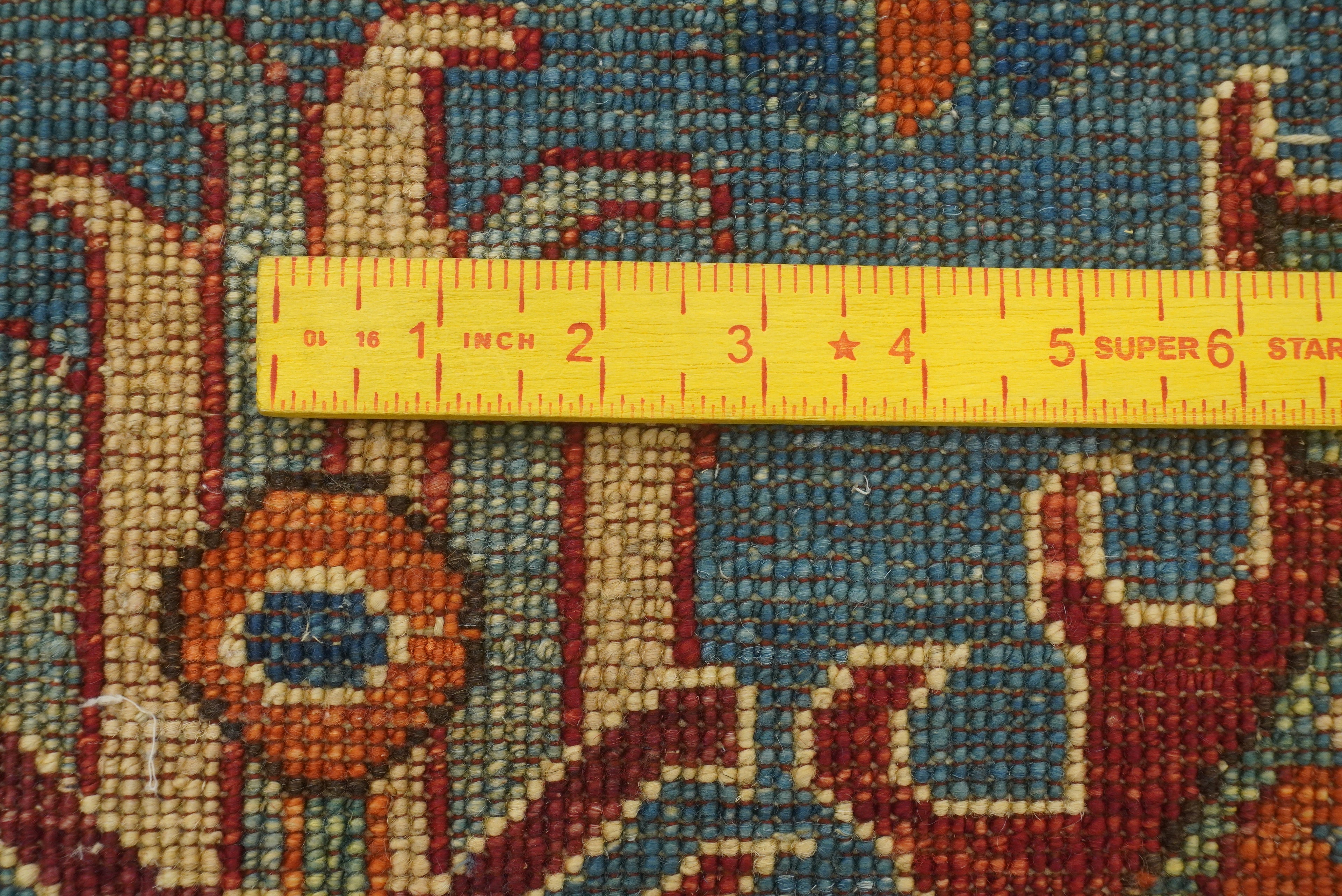 4x6 Blue Karaja Afghan Hand-Knotted Wool Oriental Rug - Yildiz Rugs