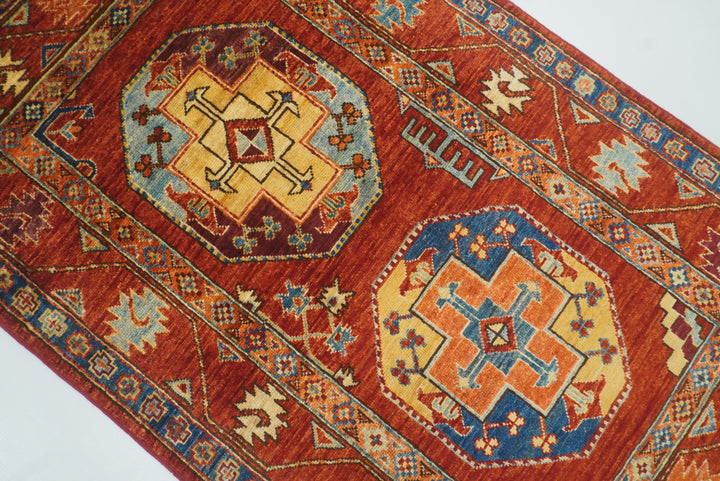 3x4 Red Ersari Hand Knotted Afghan Wool Oriental Rug - Yildiz Rugs