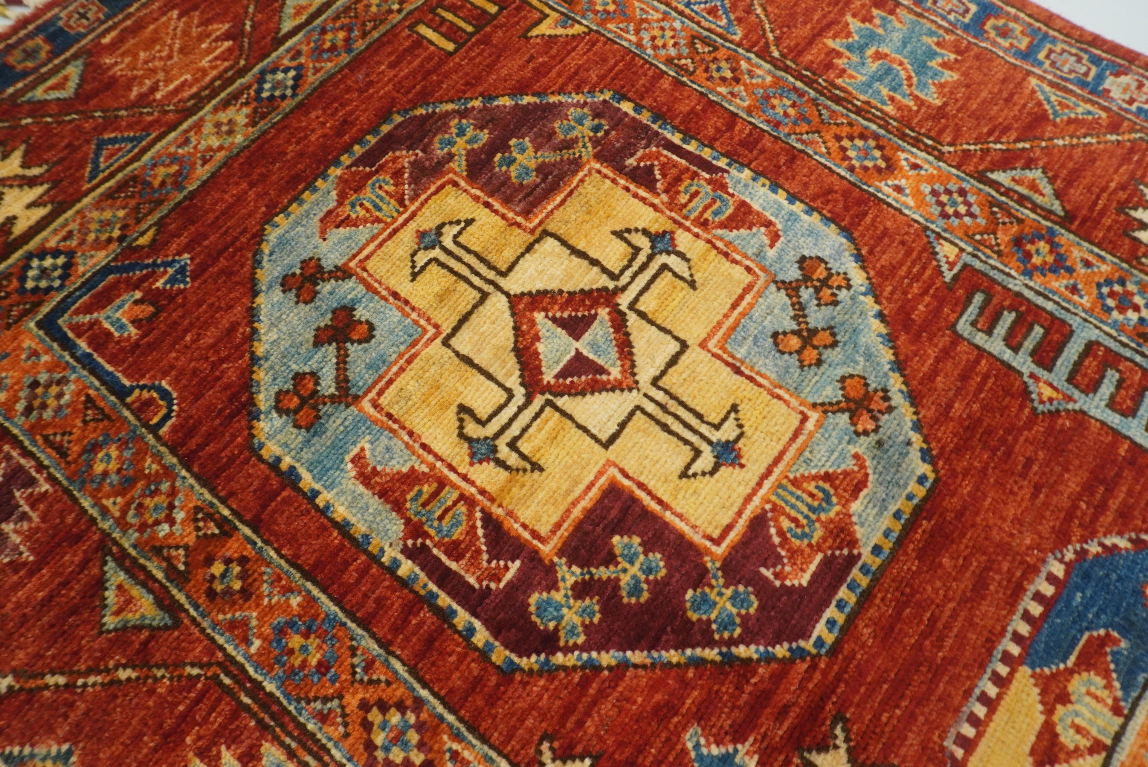 3x4 Red Ersari Hand Knotted Afghan Wool Oriental Rug - Yildiz Rugs