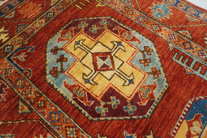 3x4 Red Ersari Hand Knotted Afghan Wool Oriental Rug - Yildiz Rugs