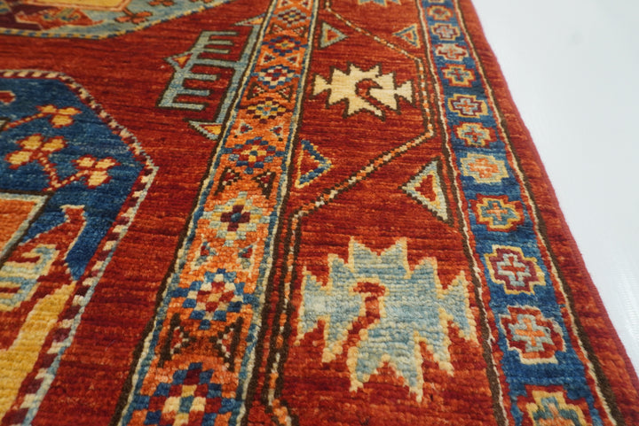 3x4 Red Ersari Hand Knotted Afghan Wool Oriental Rug - Yildiz Rugs