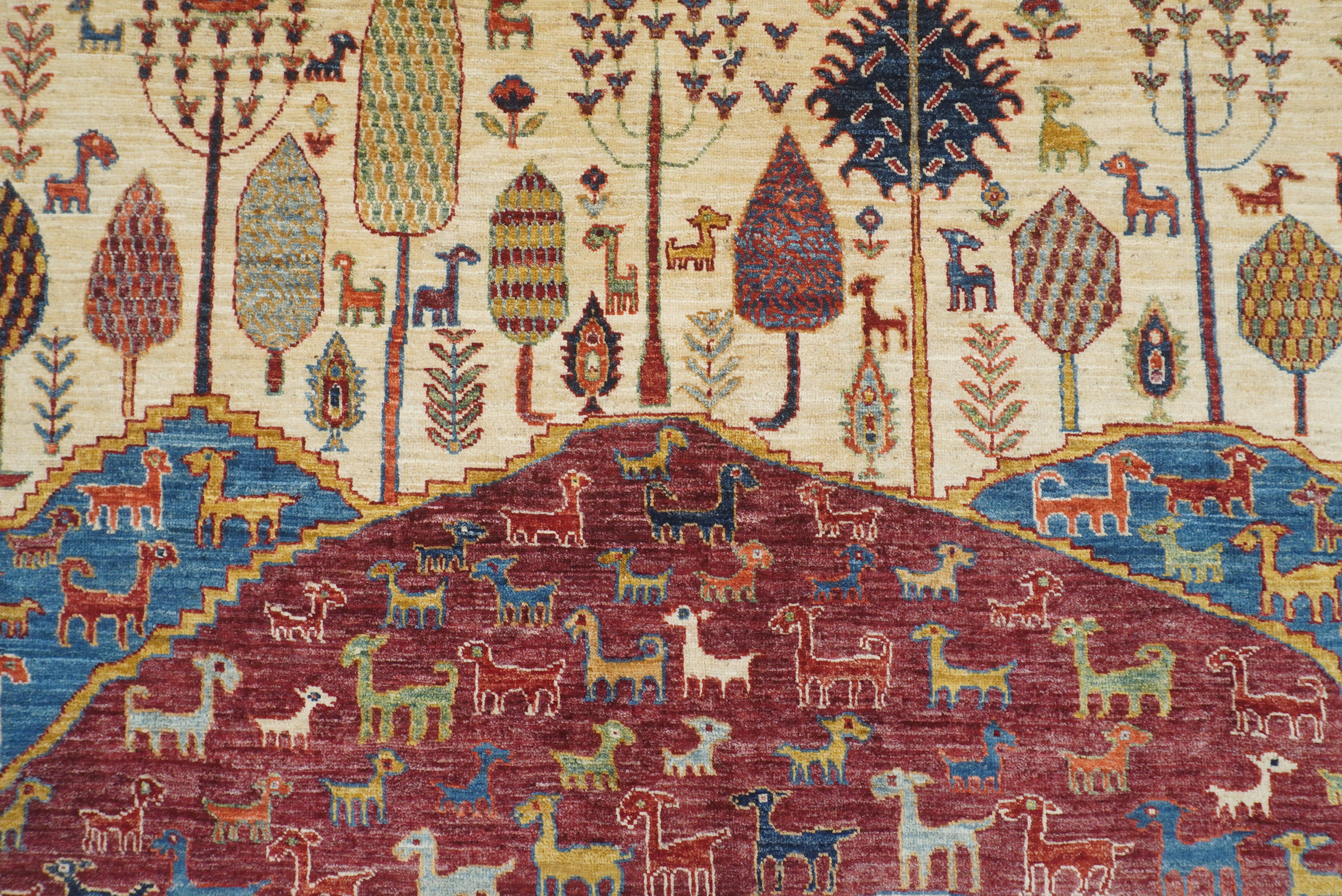 5'5"x8' Gabbeh Burgundy Hand-Knotted Afghan Wool Tree of Life Rug - Yildiz Rugs