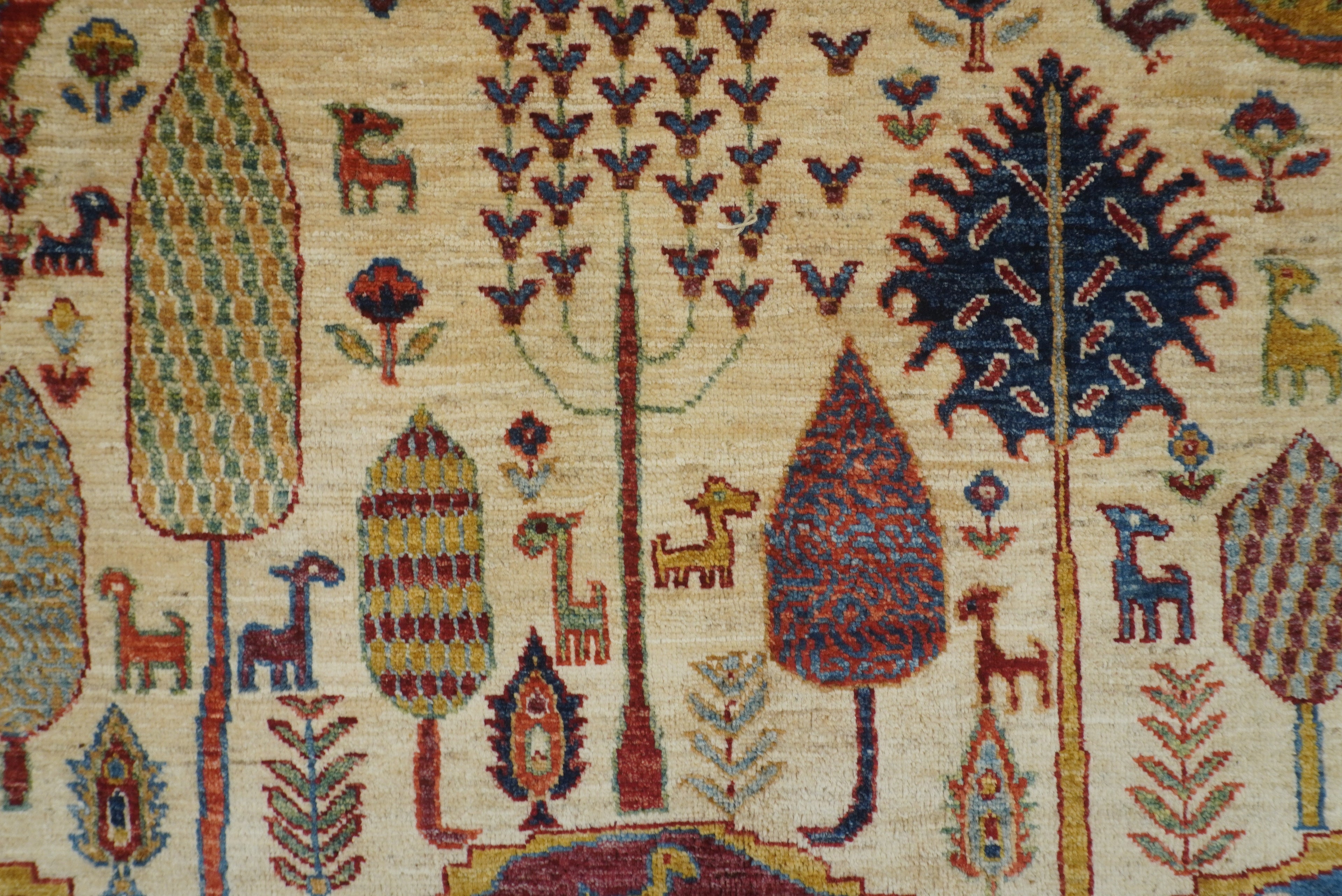 5'5"x8' Gabbeh Burgundy Hand-Knotted Afghan Wool Tree of Life Rug - Yildiz Rugs