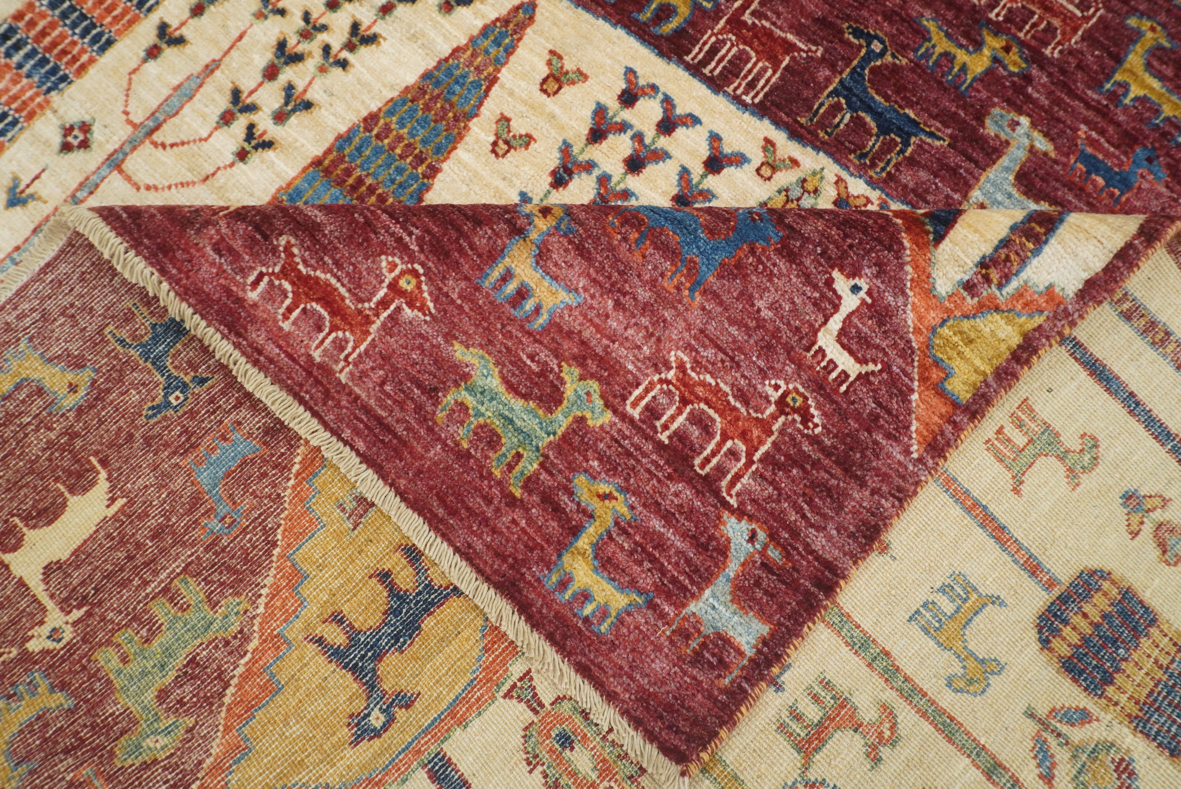 5'5"x8' Gabbeh Burgundy Hand-Knotted Afghan Wool Tree of Life Rug - Yildiz Rugs