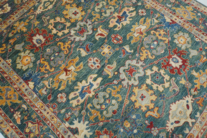 8x10 Green Oushak Hand-Knotted Wool Oriental Rug - Yildiz Rugs