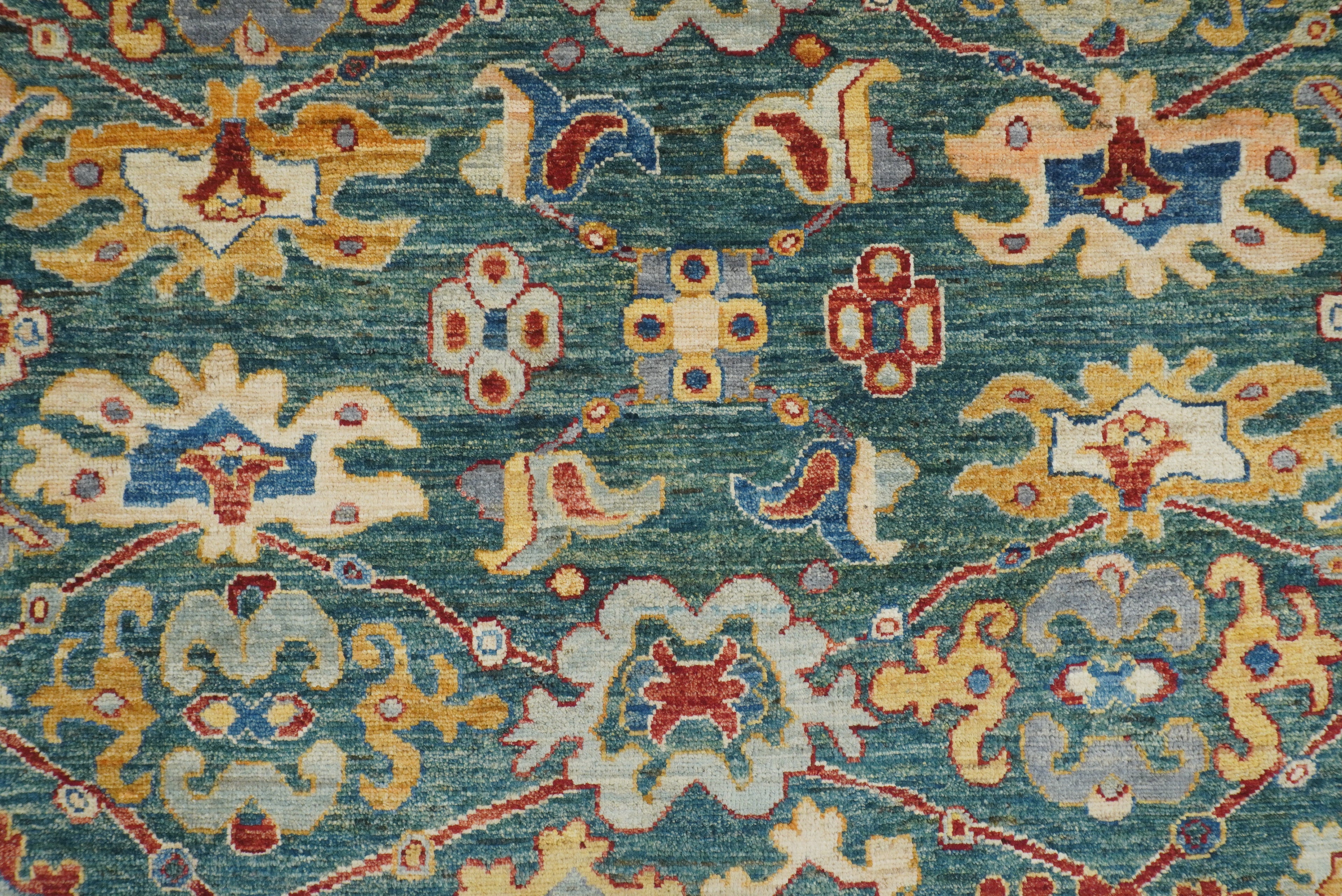 8x10 Green Oushak Hand-Knotted Wool Oriental Rug - Yildiz Rugs