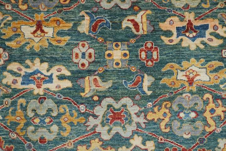 8x10 Green Oushak Hand-Knotted Wool Oriental Rug - Yildiz Rugs
