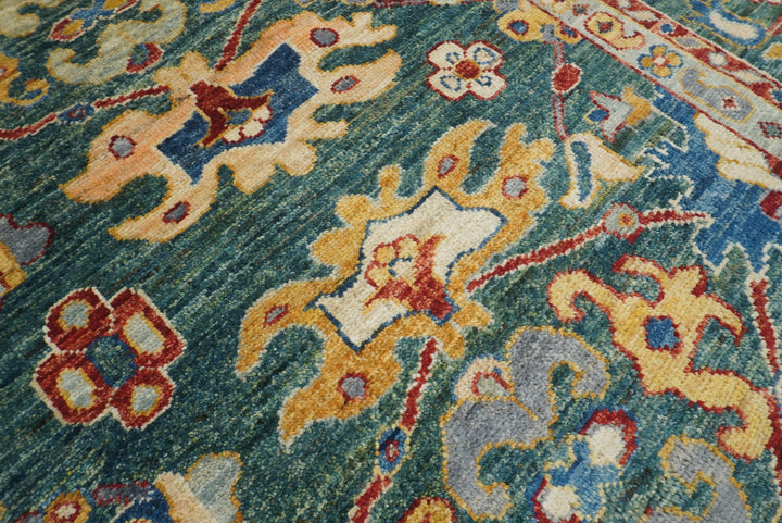 8x10 Green Oushak Hand-Knotted Wool Oriental Rug - Yildiz Rugs