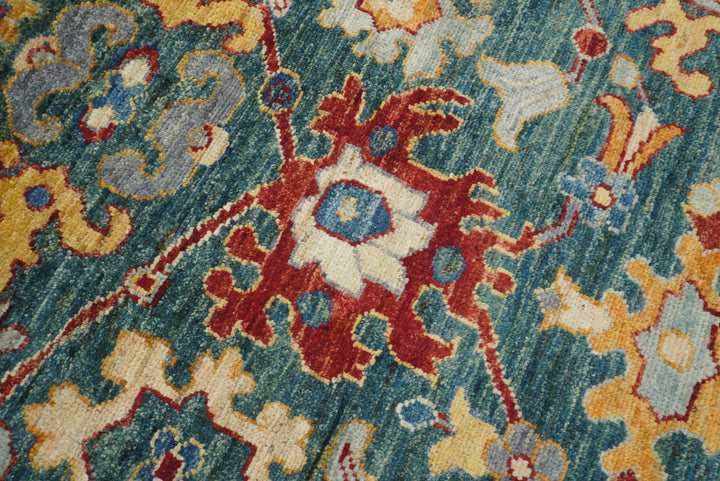 8x10 Green Oushak Hand-Knotted Wool Oriental Rug - Yildiz Rugs