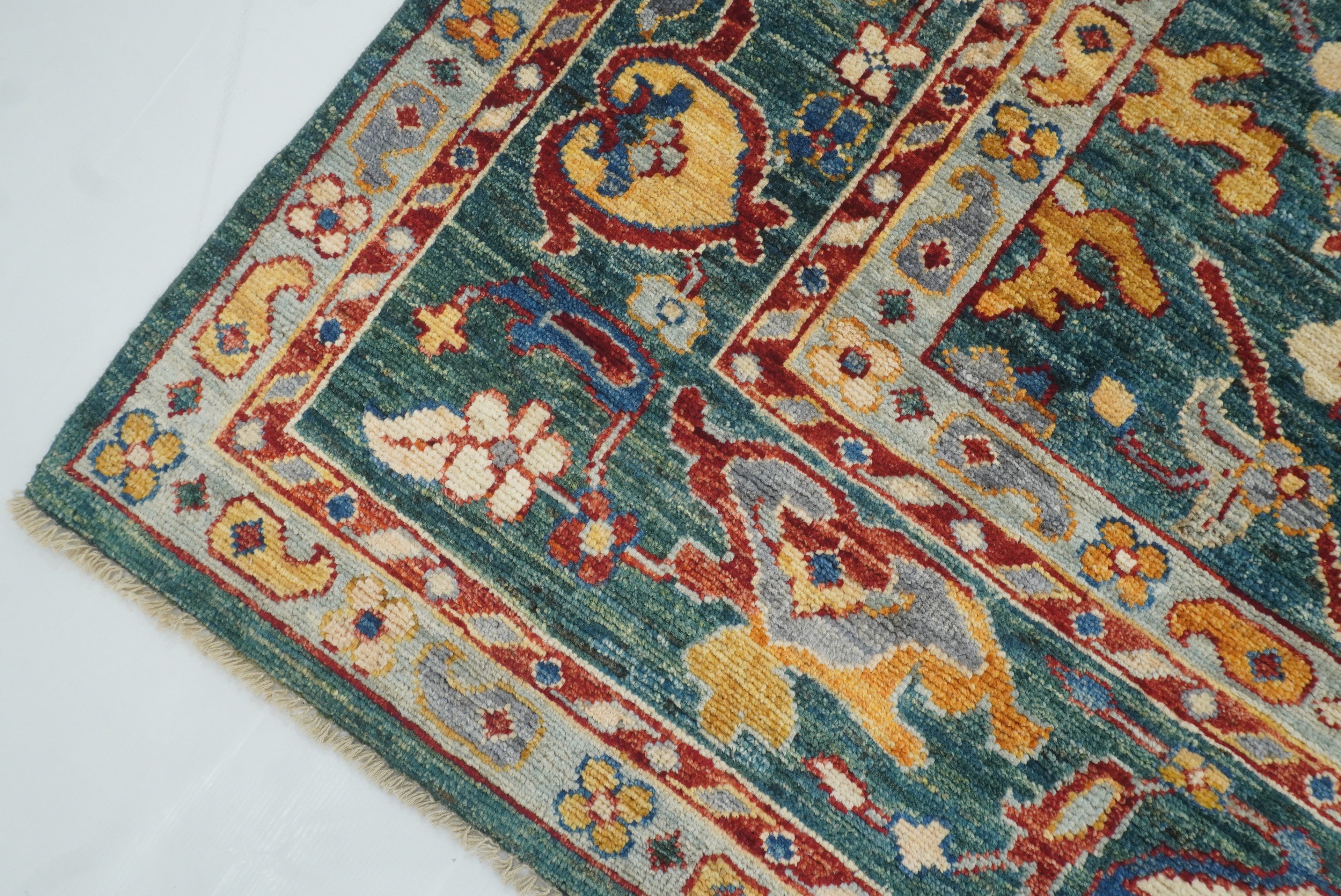 8x10 Green Oushak Hand-Knotted Wool Oriental Rug - Yildiz Rugs